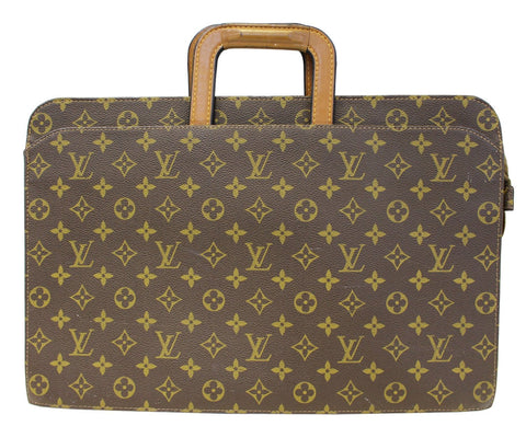 LOUIS VUITTON Monogram Canvas Brown Document Briefcase Bag Vintage - Sale