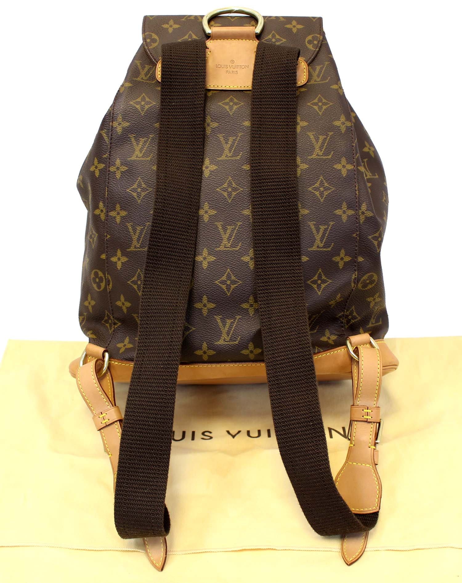 louis vuitton backpack buckle LOUIS VUITTON Backpack Bag Monogram Brown Montsouris GM