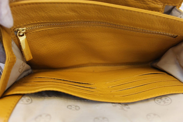TORY BURCH Yellow Long Chain Leather Crossbody Bag