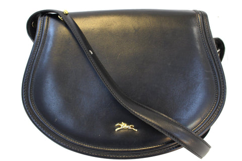 LONGCHAMP Black Leather Crossbody Bag