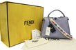 FENDI Peekaboo Essential Slate and Dark Blue Leather Shoulder Handbag