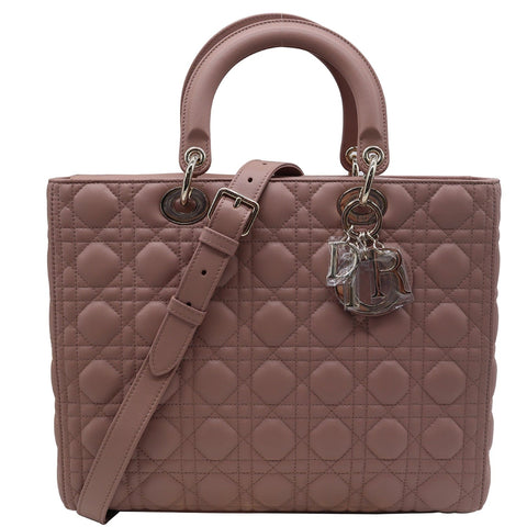 CHRISTIAN DIOR Lady Dior Large Quilted Leather Shoulder Bag Blush
