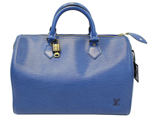 LOUIS VUITTON EPI Leather Blue Speedy 30 Satchel Bag