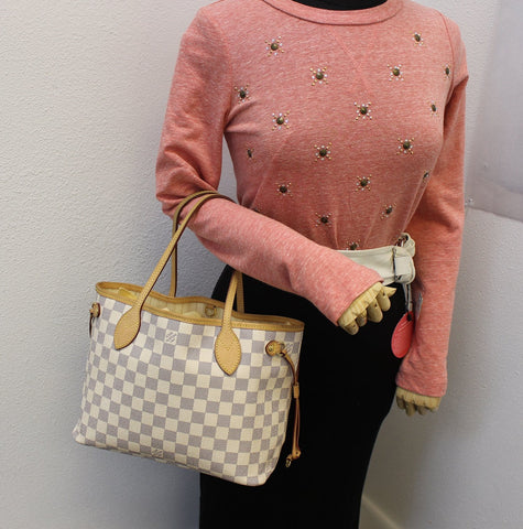 LOUIS VUITTON Neverfull PM Damier Azur  Tote Bag