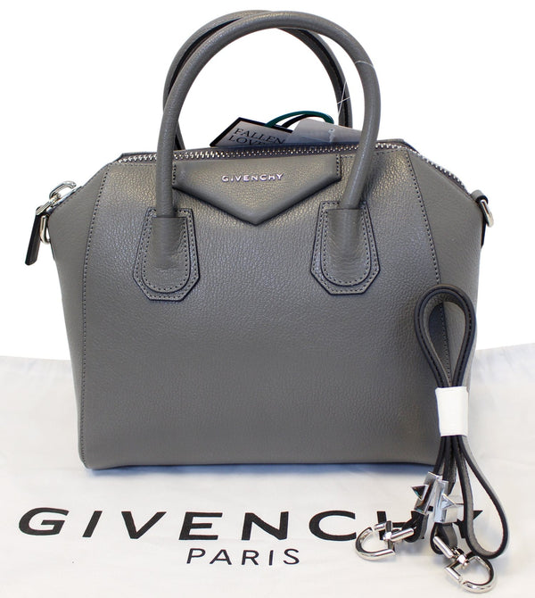 GIVENCHY Dark Grey Goatskin Leather Small Antigona Shoulder Bag