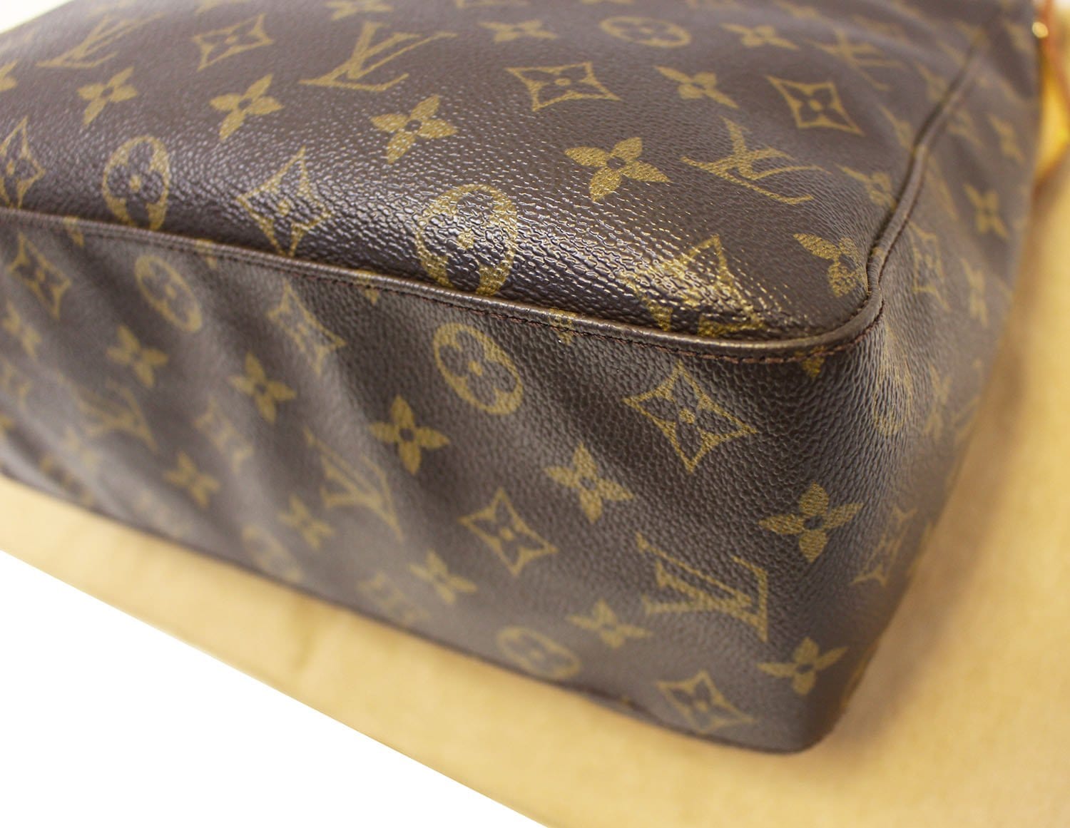 Authenticated Used Louis Vuitton Shoulder Bag Looping Brown Monogram M51145  MI0020 LOUIS VUITTON LV Tote Rectangle One Handle 