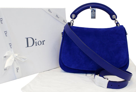 Christian Dior Dune Suede Leather Blue Shoulder Handbag