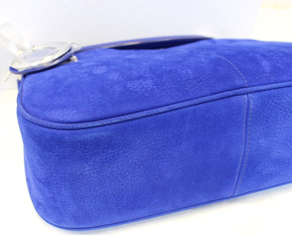 Christian Dior Dune Suede Leather Blue Shoulder Handbag
