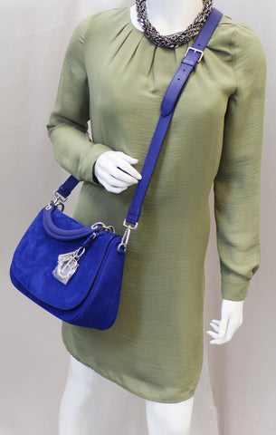 Christian Dior Dune Suede Leather Blue Shoulder Handbag