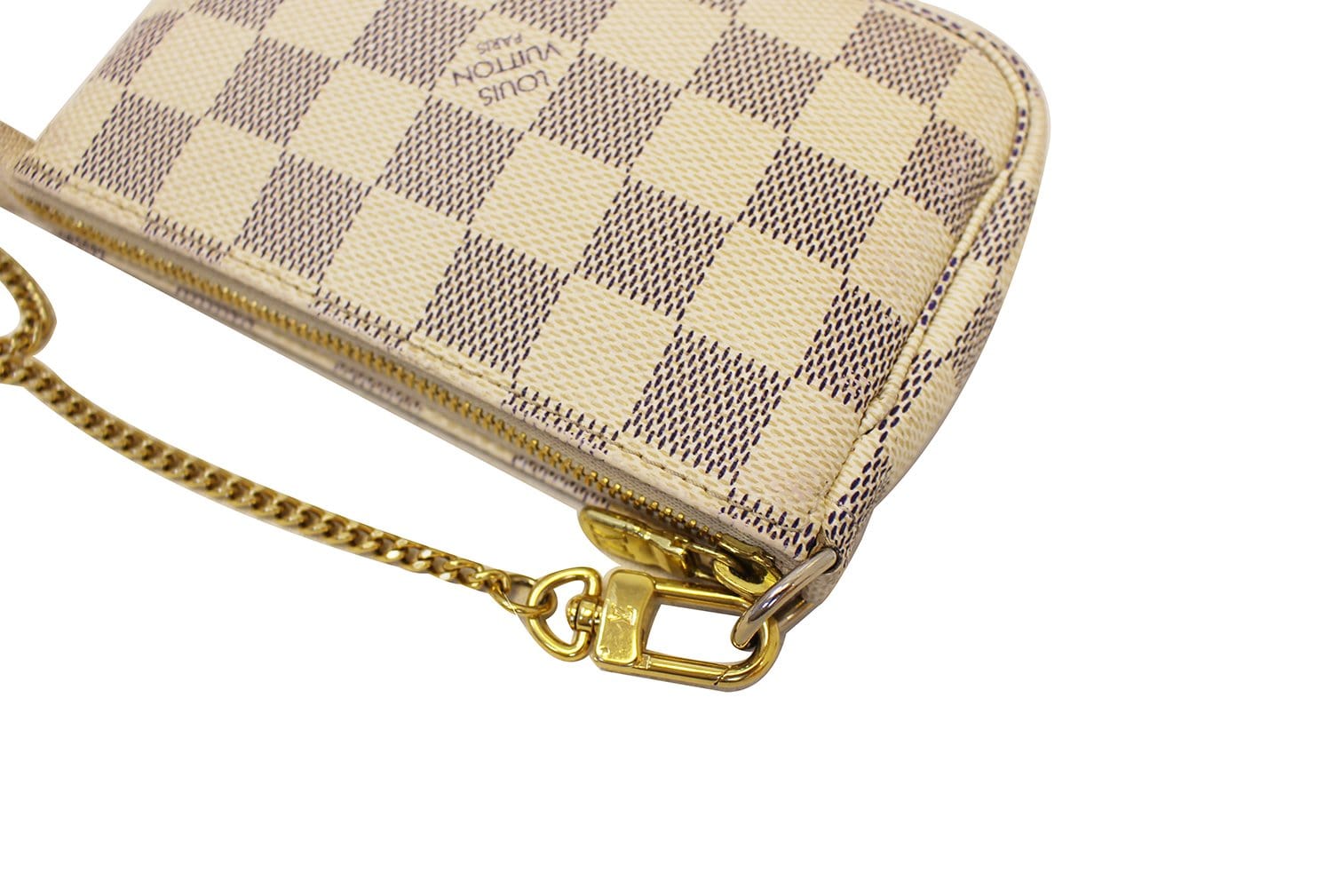 Pre-owned Key Pouch Damier Azur White/blue