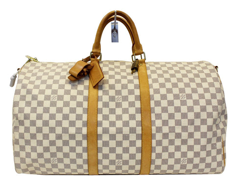 LOUIS VUITTON Damier Azur Keepall Bandouliere 55 Travel Bag