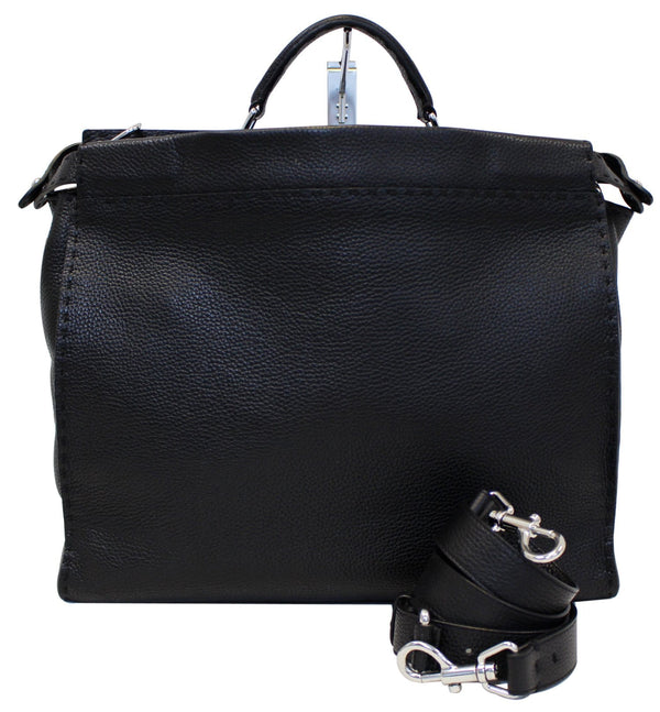Fendi Black Leather Selleria Peekaboo Monster Shoulder Handbag