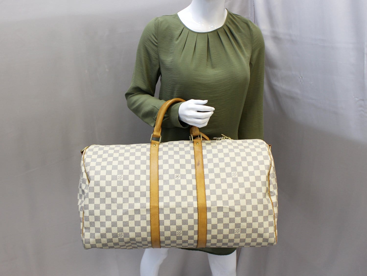 Louis Vuitton Damier Azur Keepall Bandouliere 55 Duffle with Strap 44lk96  For Sale at 1stDibs