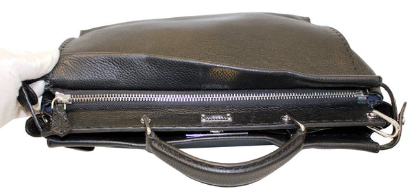 Fendi Black Leather Selleria Peekaboo Monster Shoulder Handbag