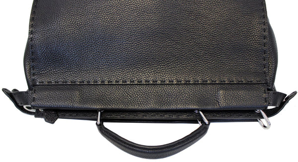 Fendi Black Leather Selleria Peekaboo Monster Shoulder Handbag