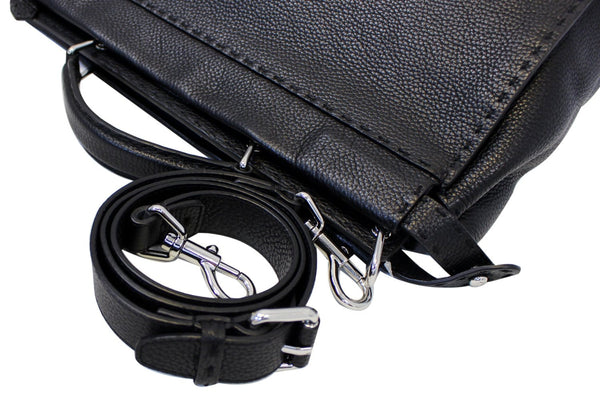 Fendi Black Leather Selleria Peekaboo Monster Shoulder Handbag