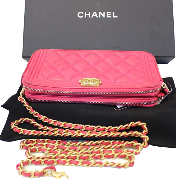 Chanel Le Boy Wallet on Chain Woc Double Zip - preowned chanel