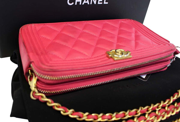 Chanel Le Boy Wallet on Chain Woc Double Zip for sale