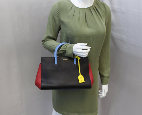 YVES SAINT LAURENT Calfskin Small Cabas Rive Gauche Satchel Bag