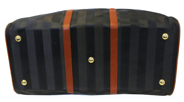 FENDI Black Stripes Boston Travel Bag
