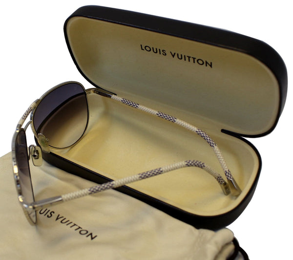 LOUIS VUITTON Metal Frame Damier Azur Petite Viola Pilote Sunglasses