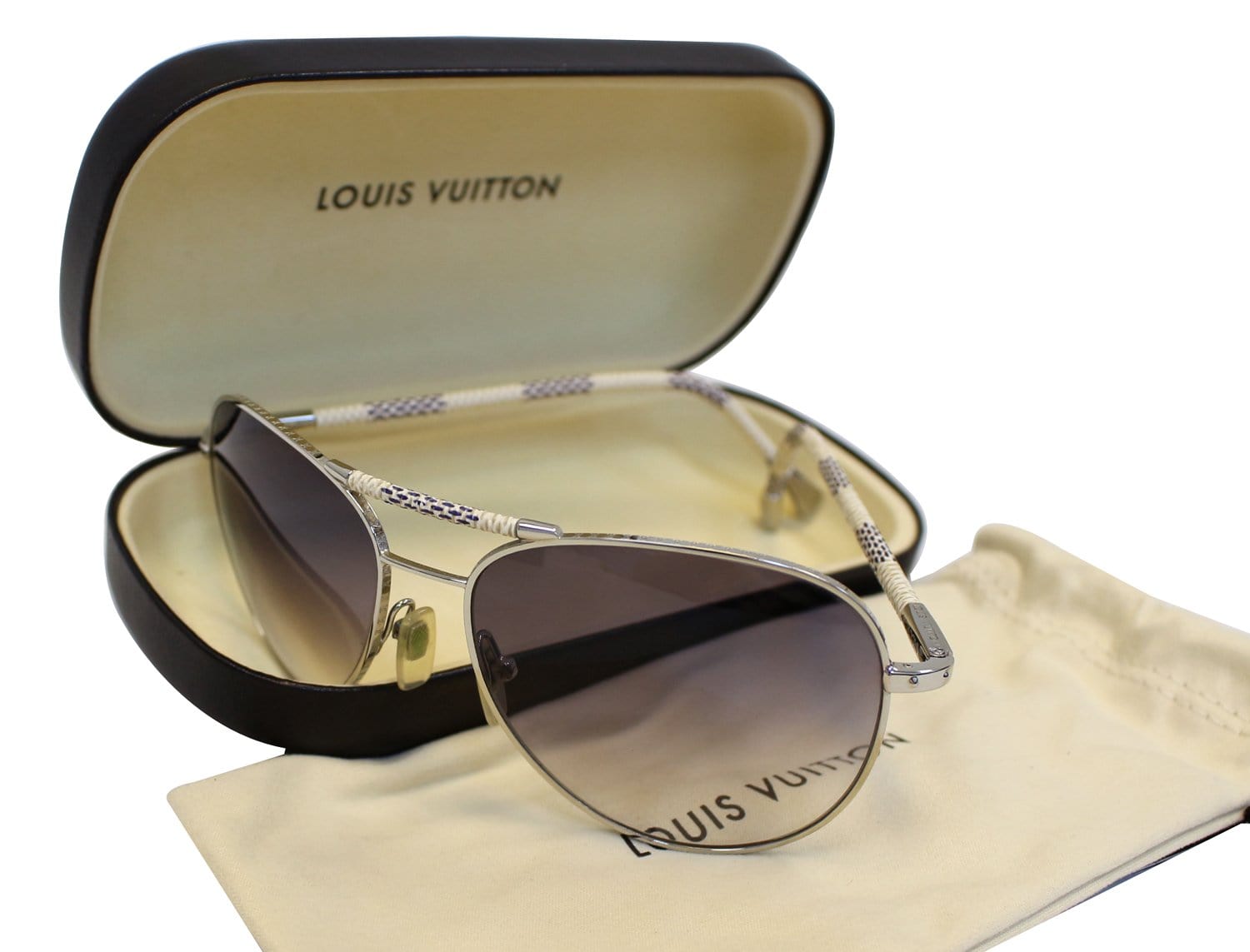 Louis Vuitton Women's Sunglasses Purple Lens Z0376U Silver Blue Frame  F/S