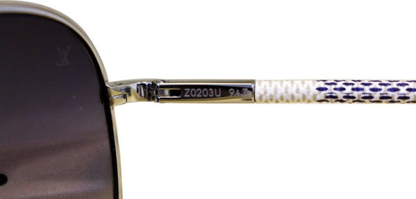 LOUIS VUITTON Metal Frame Damier Azur Petite Viola Pilote Sunglasses