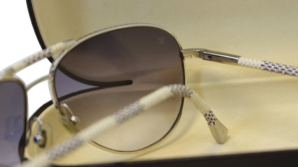 LOUIS VUITTON Metal Frame Damier Azur Petite Viola Pilote Sunglasses