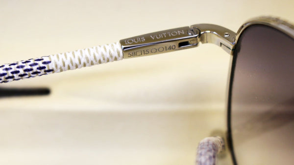 LOUIS VUITTON Metal Frame Damier Azur Petite Viola Pilote Sunglasses