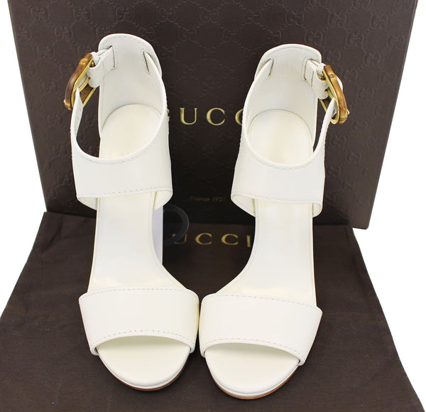 GUCCI Lifford Leather Off White Platform Sandal Bamboo Buckle 338712 - 30% Off