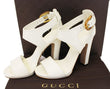 GUCCI Lifford Leather Off White Platform Sandal Bamboo Buckle 338712