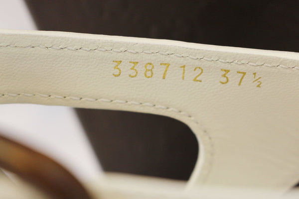 GUCCI Lifford Leather Off White Platform Sandal Bamboo Buckle 338712