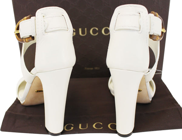 GUCCI Lifford Leather Off White Platform Sandal Bamboo Buckle 338712 - 30% Off