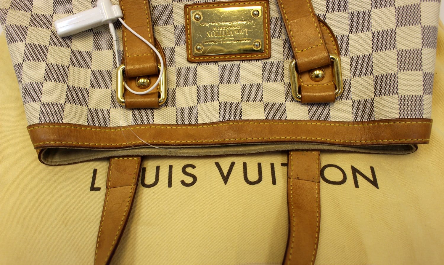AuthenticLouis-Vuitton-Damier-Azur-Hampstead-PM-Hand-Bag-Ivory