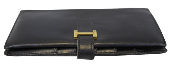 HERMES Bearn Epsom Leather Black Long Bifold Wallet