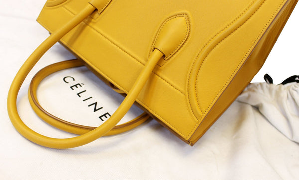 Celine Yellow Leather Medium Phantom Luggage Tote Bag