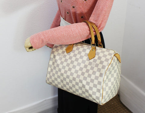 LOUIS VUITTON Damier Azur Speedy 30 Satchel Bag