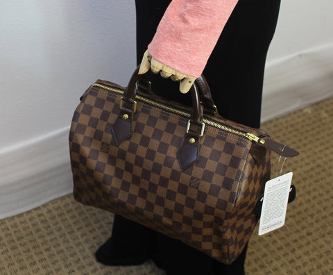 LOUIS VUITTON Damier Ebene Speedy 30 Satchel Bag