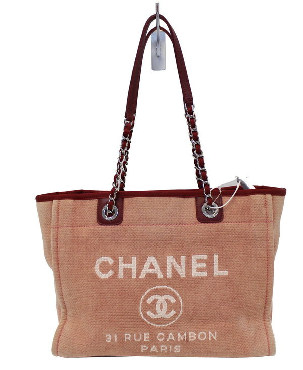 CHANEL Light Pink Canvas Deauville Medium Tote Bag