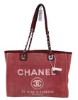 CHANEL Hot Pink Canvas Deauville Medium Tote Bag