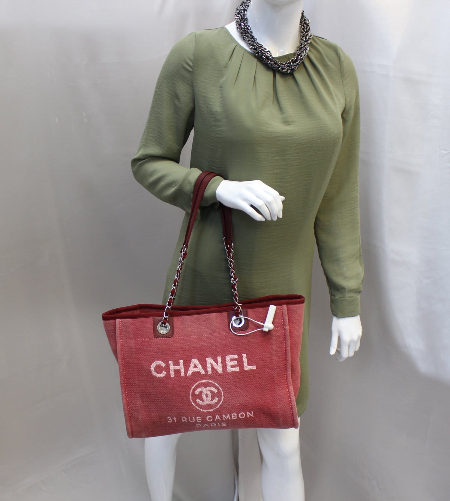 authentic chanel deauville tote small