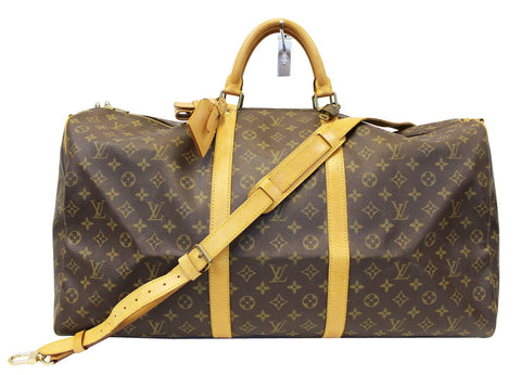 LOUIS VUITTON Monogram Canvas Brown Keepall 60 Bandouliere Travel Bag