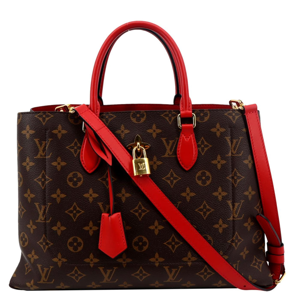 LOUIS VUITTON Flower Monogram Canvas Tote Shoulder Bag Cerise