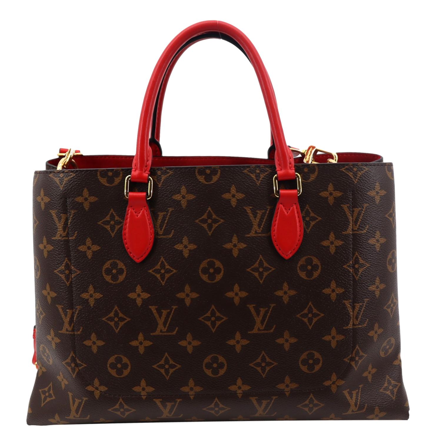 LOUIS VUITTON Flower Monogram Canvas Tote Shoulder Bag Cerise