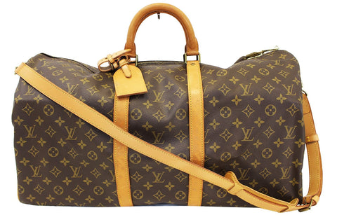 LOUIS VUITTON Monogram Keepall Bandouliere 55 Boston Bag
