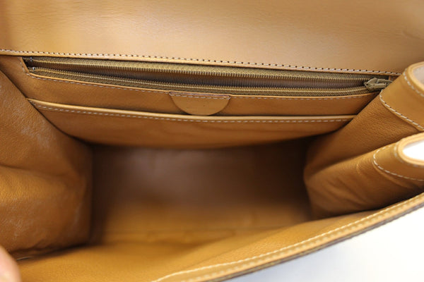 CELINE Macadam Pattern PVC Leather Brown Satchel Bag