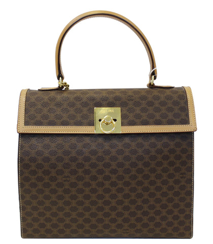 CELINE Macadam Pattern PVC Leather Brown Satchel Bag
