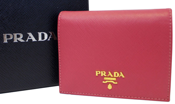 Prada Saffiano Wallet | Bifold Card Wallet Red - Wallet with box