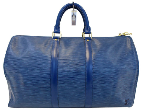 LOUIS VUITTON Epi Leather Blue Keepall 45 Boston Bag