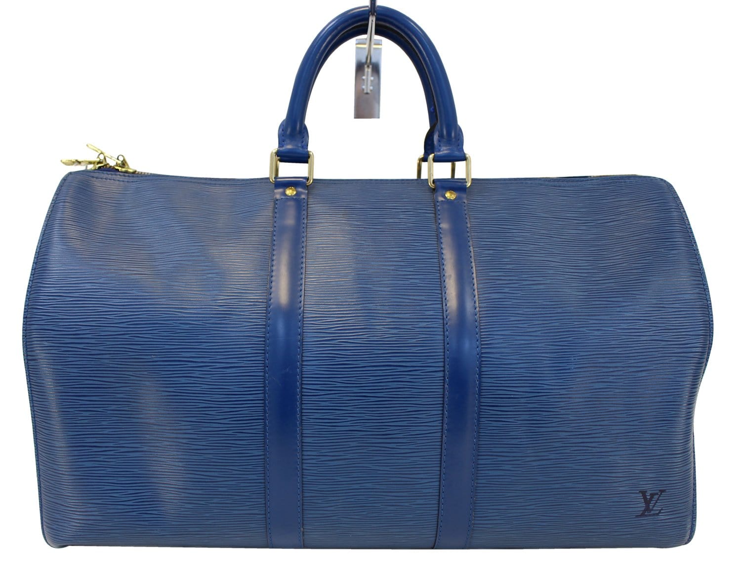 LOUIS VUITTON Epi Leather Blue Keepall 45 Boston Bag